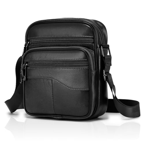 SPAHER Herren Umhängetasche Leder Herren Schultertasche Handtasche für Männer Vintage Leder Tasche Klein Herrentasche zum Umhängen Crossbody Bag für Arbeit Messenger Bag für Alltagsleben,Schwarz SPAHER Herren Umhängetasche Leder Herren Schultertasche Handtasche für Männer Vintage Leder Tasche Klein Herrentasche zum Umhängen Crossbody Bag für Arbeit Messenger Bag für Alltagsleben,Schwarz von SPAHER