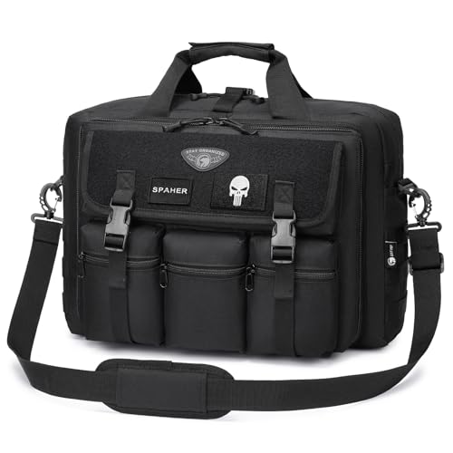 SPAHER Laptoptasche 17 Zoll Arbeitstasche Herren Groß Aktentasche Herren Taktische Militär Tasche Umhängetasche Messenger Bag Business Notebook Taschen Tragetasche Handtasche Schwarz SPAHER Laptoptasche 17 Zoll Arbeitstasche Herren Groß Aktentasche Herren Taktische Militär Tasche Umhängetasche Messenger Bag Business Notebook Taschen Tragetasche Handtasche Schwarz von SPAHER