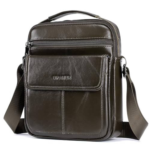 SPAHER Herren Umhängetasche Herrentasche Leder Herrentasche Zum Umhängen Handtasche Herren Tasche Echtes Leder Handgelenktasche Herren Schultertasche Crossbody Bag für Männer Kaffeebraun SPAHER Herren Umhängetasche Herrentasche Leder Herrentasche Zum Umhängen Handtasche Herren Tasche Echtes Leder Handgelenktasche Herren Schultertasche Crossbody Bag für Männer Kaffeebraun von SPAHER