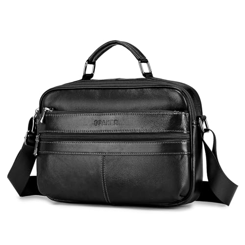SPAHER Umhängetasche Leder Herren Herrentasche Schultertasche Echtes Leder Messenger Bags Handgelenktasche Herren Schultertasche Crossbody Bag Geschenk für Männer Schwarz SPAHER Umhängetasche Leder Herren Herrentasche Schultertasche Echtes Leder Messenger Bags Handgelenktasche Herren Schultertasche Crossbody Bag Geschenk für Männer Schwarz von SPAHER