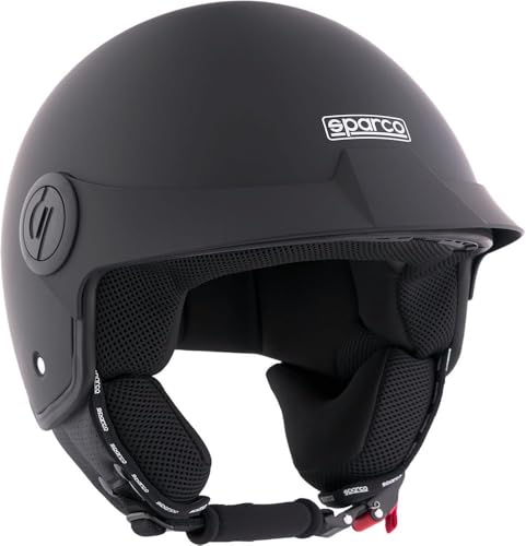 SPARCO 95148 Demi-Jet Helm mit Peak für mattschwarze Motorräder mit ABS-Schale Größe L, MATT Black, L SPARCO 95148 Demi-Jet Helm mit Peak für mattschwarze Motorräder mit ABS-Schale Größe L, MATT Black, L von Sparco