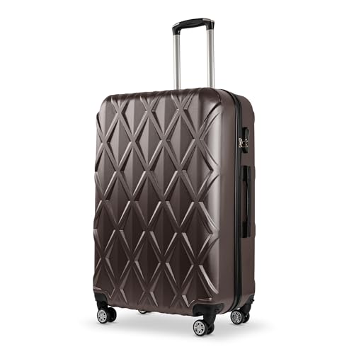 SPARSANDO Hartschalen-Kofferset Braun XL | Premium-Qualität ABS-Gepäcktrolley & Design-Muster | Original TSA-Schloss & 360° drehbare 4 Rollen | Teleskopgriff | wasserdicht | Check-in Gepäck von SPARSANDO