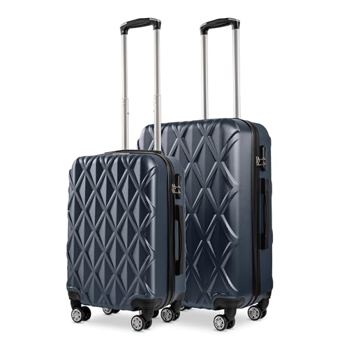 SPARSANDO Hartschalen-Kofferset | Premium-Qualität ABS-Gepäcktrolley & Design-Muster | Original TSA-Schloss & 360° drehbare 4 Rollen | Teleskopgriff | wasserdicht (Blau, 2er Kofferset (M+L)) von SPARSANDO