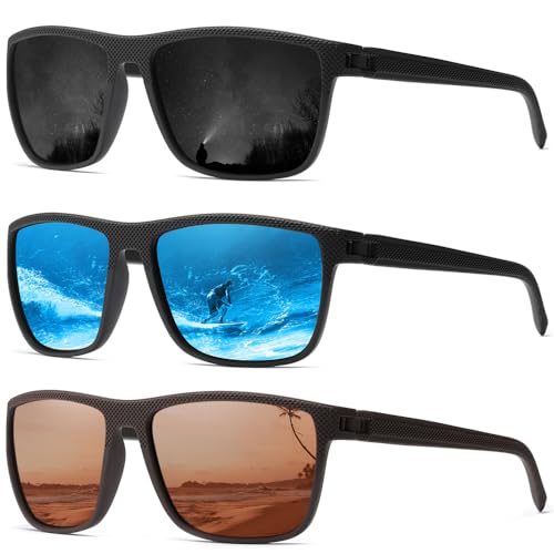 SPEEDHYUN Classic Herren Polarisierte Sonnenbrille Quadratisch Leichte Sonnenbrille UV-Schutz Sport Fahrradbrille D755 (C14) von SPEEDHYUN