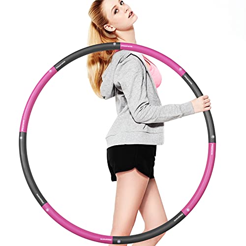 SPEEDSPORTING Fitness Reifen Hoop Hula Hoop Reifen Erwachsene 1.8 kg, 8 Teile Breit 100cm Hoop Reifen Kinder Anfänger, Perfekt Fitnesshoop Fitness Powerhoop mit Schaumstoff (Pink) von SPEEDSPORTING