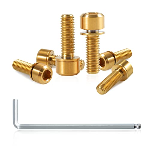 SPEEDWOX 6 Stück Fahrrad-Vorbauschrauben mit Unterlegscheiben, Titanlegierung, Sechskant-Schrauben für Mountainbike, Rennrad, Vorbauteile, M6 x 18 mm, Gold SPEEDWOX 6 Stück Fahrrad-Vorbauschrauben mit Unterlegscheiben, Titanlegierung, Sechskant-Schrauben für Mountainbike, Rennrad, Vorbauteile, M6 x 18 mm, Gold von SPEEDWOX