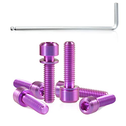 SPEEDWOX Fahrrad-Vorbauschrauben mit Unterlegscheiben, Titanlegierung, Sechskant, konische Schrauben, für Mountainbike, Rennrad, M5 x 20 mm, Violett, 6 Stück SPEEDWOX Fahrrad-Vorbauschrauben mit Unterlegscheiben, Titanlegierung, Sechskant, konische Schrauben, für Mountainbike, Rennrad, M5 x 20 mm, Violett, 6 Stück von SPEEDWOX