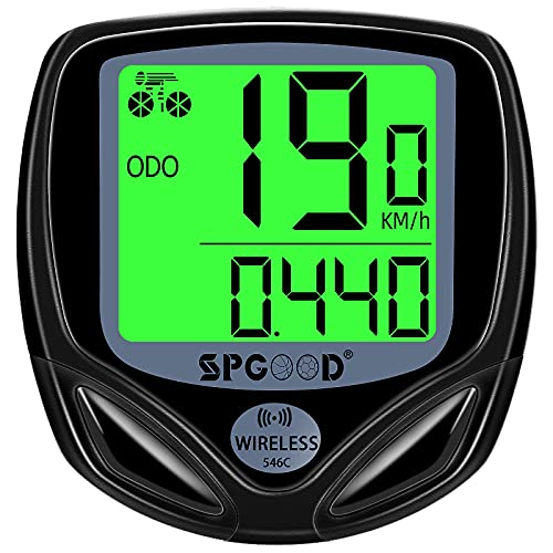 SPGOOD Fahrradcomputer, kabellos, 16 Funktionen, wasserdicht, LCD, Tachometer für Fahrrad, Tachometer von SPGOOD