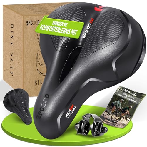 SPGOOD Fahrradsattel, Bequem Weich Memory Foam Ergonomisch Stoßdämpfend Atmungsaktiv Fahrrad Sattel, Wasserdicht mit überzug und Kloben Rennrad City MTB Fahrradsitz für Damen Herren 25 * 21cm SPGOOD Fahrradsattel, Bequem Weich Memory Foam Ergonomisch Stoßdämpfend Atmungsaktiv Fahrrad Sattel, Wasserdicht mit überzug und Kloben Rennrad City MTB Fahrradsitz für Damen Herren 25 * 21cm von SPGOOD