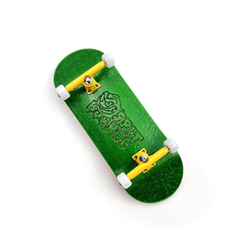 SPITBOARDS 34mm Fingerboard Complete Wood Pro Set-Up (Pre-Assembled, 5-Layers), Pro Trucks, CNC Bearing Wheels, Foam Grip Tape, (Deck: Green, Trucks: Yellow, Wheels: White) von SPITBOARDS