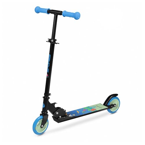 SPOKEY Duke Tretroller Scooter Cityroller mit Bremse | Klappbar & Höhenverstellbar | Aluminium Kickroller für Kinder 125 mm Rollen + ABEC-5 Carbon Lager | Jungen & Mädchen (Blau/Schwarz) von SPOKEY