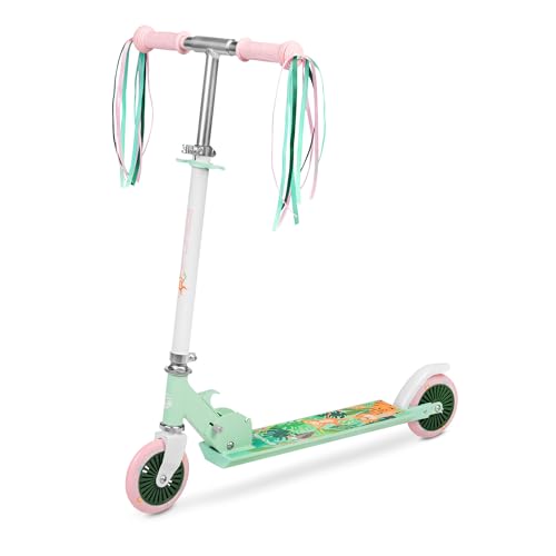 SPOKEY Duke Tretroller Scooter Cityroller mit Bremse | Klappbar & Höhenverstellbar | Aluminium Kickroller für Kinder 125 mm Rollen + ABEC-5 Carbon Lager | Jungen & Mädchen (Mintgrün/Rosa) von SPOKEY