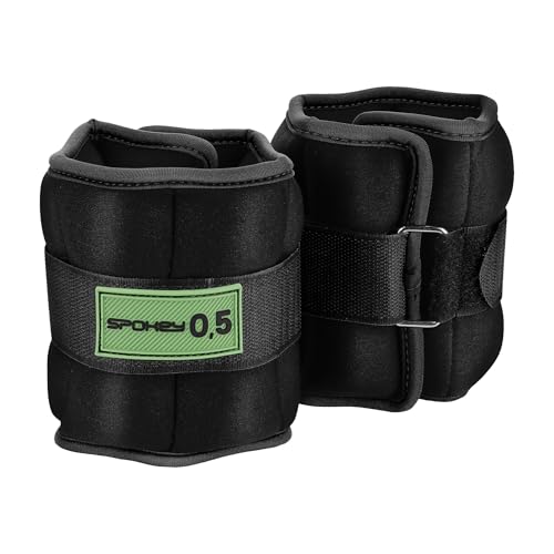 SPOKEY FORM 2 x 0,5 kg / 1 kg / 1,5 kg / 2 kg/ 3 kg Handgelenkgewichte Gewichtsmanschetten verstellbares Knöchelgewicht für Arme oder Beine, Schwarz (1.5, Kilogramm) von SPOKEY