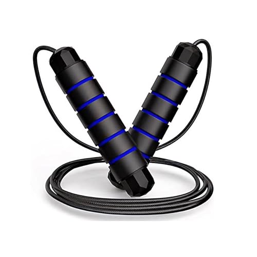 Einstellbares Fitness-Springseil - Seilspringen für zur Gewichtsreduktion - Seil für Spring - Hergestellt aus Kunststoff, Schwamm und Stahldraht - Geeignet für das Heimtraining (Blau - 400g) von SPOMALKA