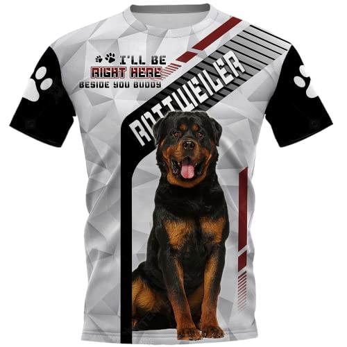 SPONYBORTY 3D Rottweiler Hund Tiere T-Shirts Männer Frauen Casual Lustige Kurzarm Fitness Sportswear Casual Pullover Mode / A1 / L von SPONYBORTY