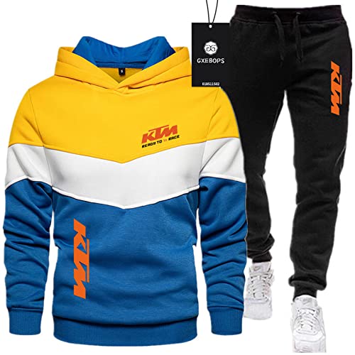 SPONYBORTY Herren-Sportanzug Pullover + Hose zweiteilig dreifarbige Nähte Plus Samtverdickung Jogginganzug Kapuzen-Sweatshirt Sportswear Football/A/S von SPONYBORTY