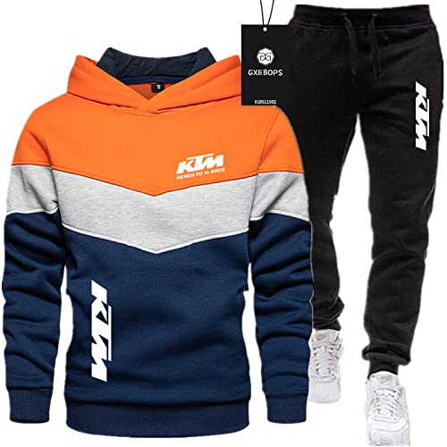 SPONYBORTY Herren-Sportanzug Pullover + Hose zweiteilig dreifarbige Nähte Plus Samtverdickung Jogginganzug Kapuzen-Sweatshirt Sportswear Football/D/S von SPONYBORTY