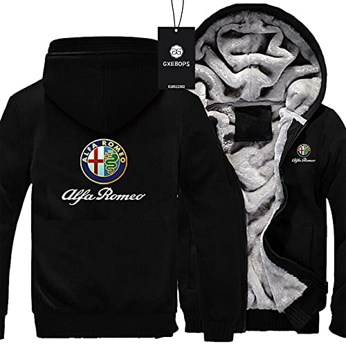 SPONYBORTY Thicken Velvet Hoodie Alfa-Romeo Printing Cardigan Warme Jacke Männer Frau Casual Sweatshirt Winddichte Daunenjacken Baumwolle/A/L von SPONYBORTY