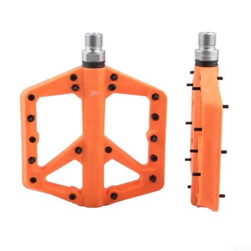 1 Paar Mountainbike-Pedale, rutschhemmende Fahrradpedale, ultraleichtes Nylon, wasserdicht, für Downhill-Fahrräder mit festem Gang (orange) von SPORTARC