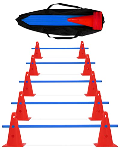 SPORTIKEL24 5 x Parcours-Hürde – Kegel-Hindernis für Agility Training – Steckhürden für Hund, Sport, Pferd & Kind – 5er-Set (rot/blau) von SPORTIKEL24