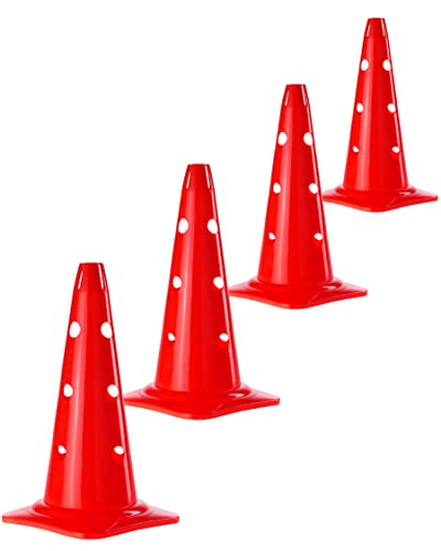 SPORTIKEL24 Kombi Kegel 40 – 4er Set – für den Aufbau von Hürden- oder Slalom-Parcours für Agility-Training – Sprung & Slalom für Hund, Sport, Pferd & Kind (Rot) von SPORTIKEL24