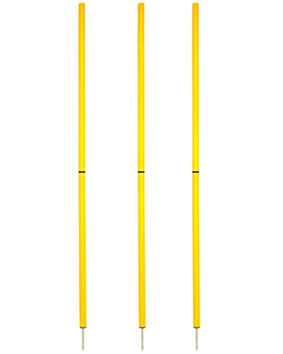 SPORTIKEL24 Slalomstangen 180 cm, ø 32 mm – 3er-Set – Trainingsstangen mit Metallspitze – Agility-Stangen – für Agility- & Koordinationstraining – für Fußball & Hundesport (Gelb) von SPORTIKEL24