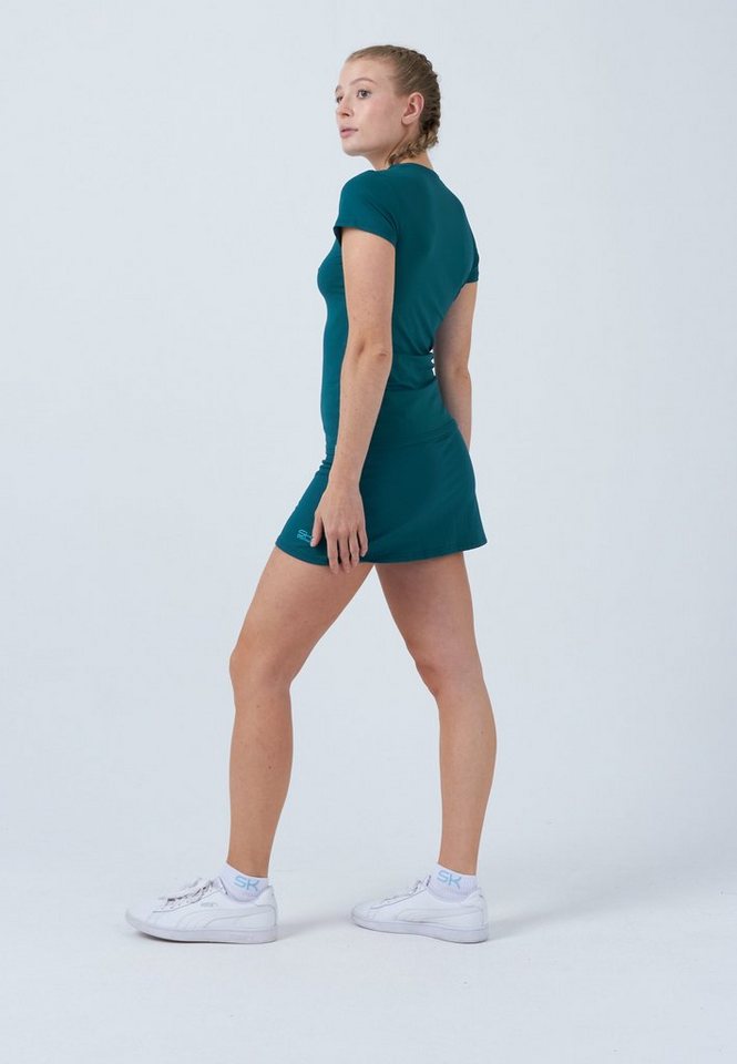 SPORTKIND Funktionsshirt Tennis T-Shirt V-Ausschnitt Damen & Mädchen petrol grün von SPORTKIND