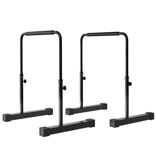 HOMCOM Dip Barren Bars 2er Set Rutschfest Dip Station 80-100 cm Höhenverstellbar Fitness Parallettes für Muskeltraining und Krafttraining Stahl Schwarz HOMCOM Dip Barren Bars 2er Set Rutschfest Dip Station 80-100 cm Höhenverstellbar Fitness Parallettes für Muskeltraining und Krafttraining Stahl Schwarz von SPORTNOW