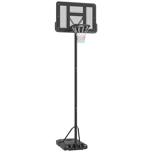 SPORTNOW 2-in-1 Basketballständer, 195-370 cm Höhenverstellbarer Basketballkorb mit Ständer, Backboard Ständer mit Rollen, Basketballanlage für Erwachsene, Schwimmbad, Stahl von SPORTNOW