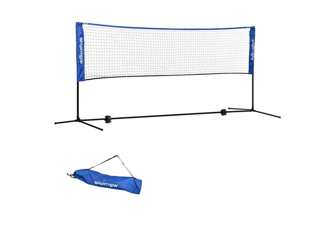 SPORTNOW Badmintonnetz Höhenverstellbar Tennisnetz, 103/120/155H cm (Volleyballnetz, 1-St., Federballnetz), Metall Polyester Blau von SPORTNOW