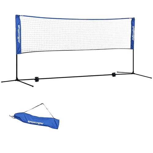 SPORTNOW Badmintonnetz Set Faltbares Volleyballnetz, 103/120/155H cm Höhenverstellbar Federballnetz Tennisnetz mit Transporttasche Indoor Outdoor, Metall Polyester Blau SPORTNOW Badmintonnetz Set Faltbares Volleyballnetz, 103/120/155H cm Höhenverstellbar Federballnetz Tennisnetz mit Transporttasche Indoor Outdoor, Metall Polyester Blau von SPORTNOW