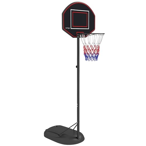 SPORTNOW Basketballkorb mit Ständer, 221-282 cm Höhenverstellbar Basketballständer mit Bruchsicherer Rückwand und Rädern, Basketballanlage für Erwachsene, Stahl, Schwarz von SPORTNOW