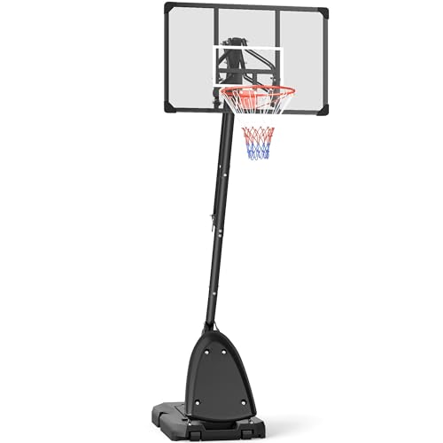 SPORTNOW Basketballkorb mit Ständer Höhenverstellbarer Basketballständer, Rollen, 293-350 cm Basketball-Backboard Ständer, Basketballanlage für Kinder und Erwachsene, Stahl von SPORTNOW