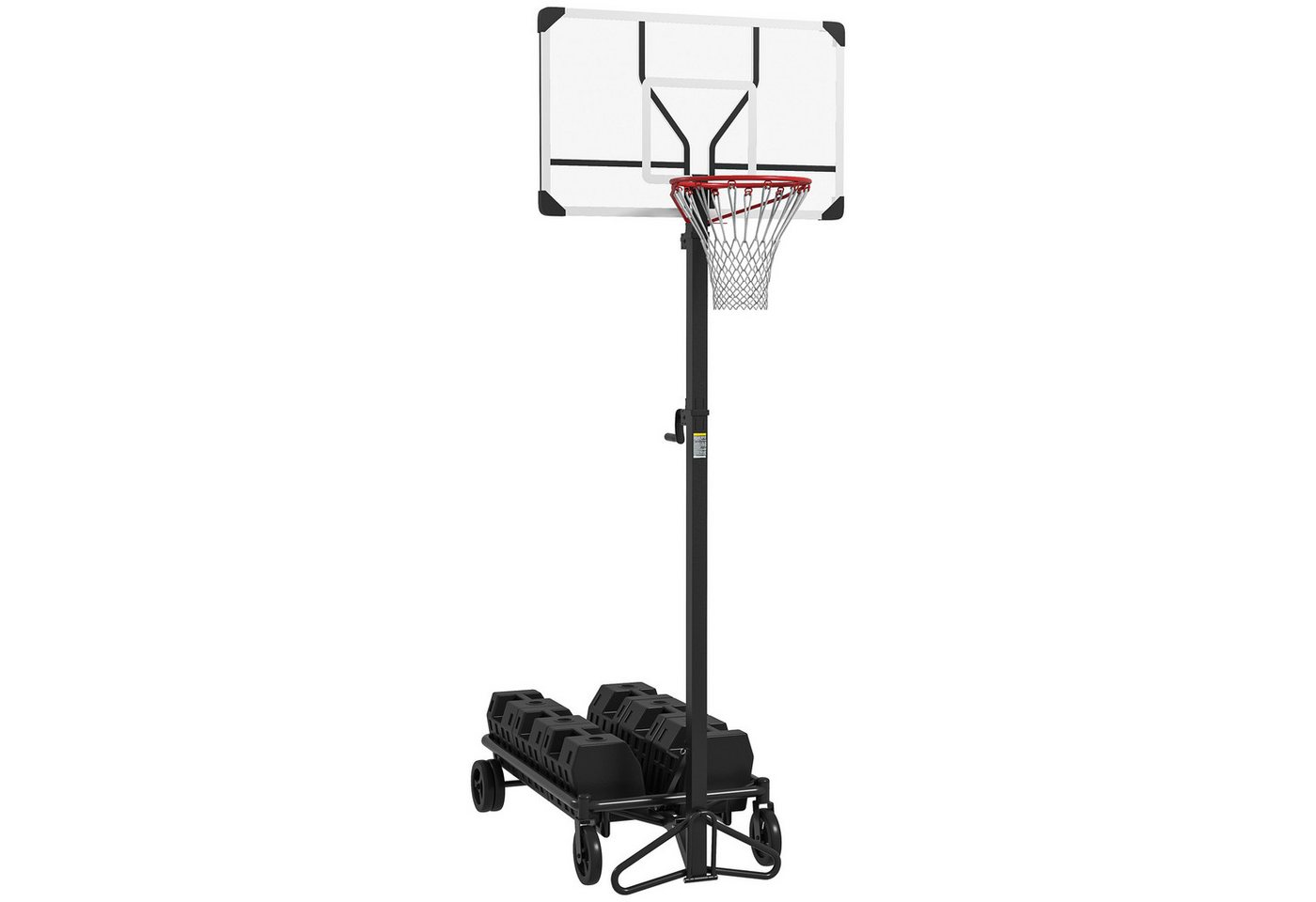 SPORTNOW Basketballständer mit Ständer, 130-310 cm höhenverstellbar Standfuß mit Rollen (Basketballanlage, 1-St., Basketballkorb), für Sporthalle, Schwarz von SPORTNOW