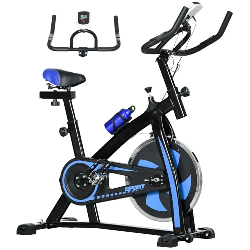 SPORTNOW Fahrradtrainer Heimtrainer mit verstellbarem Sitz und Widerstand Fitnessfahrrad mit LCD-Display, Herzfrequenz-Sensor, Indoor Cycling Bike, Stahl, Blau SPORTNOW Fahrradtrainer Heimtrainer mit verstellbarem Sitz und Widerstand Fitnessfahrrad mit LCD-Display, Herzfrequenz-Sensor, Indoor Cycling Bike, Stahl, Blau von SPORTNOW