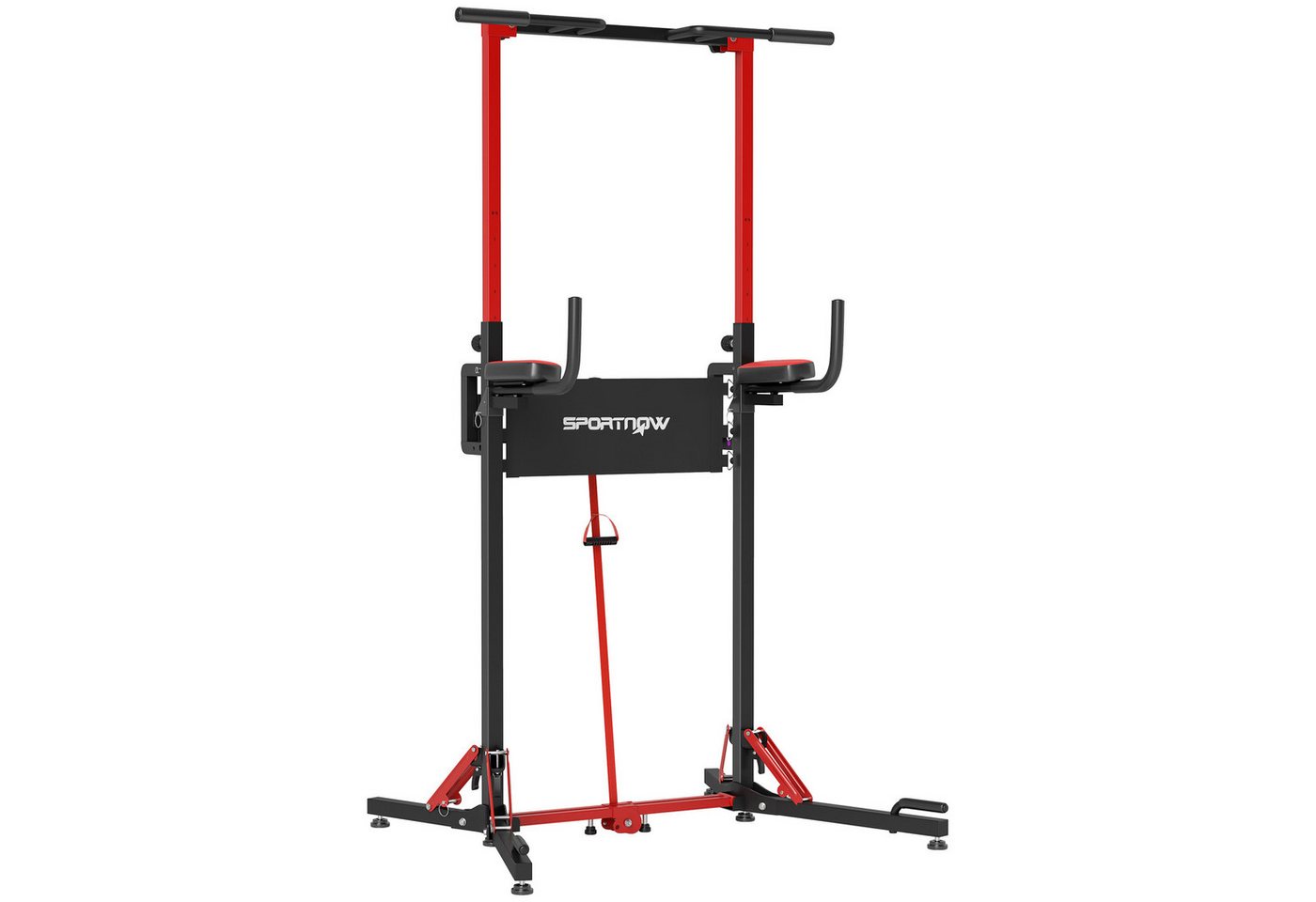 SPORTNOW Kraftstation höhenverstellbar 127-223 cm, Multifunktionale, klappbar, 0 Gewichtsblöcke (Kraftturm, 1-tlg., Klimmzugturm), max. 120 kg, für Heimtraining von SPORTNOW