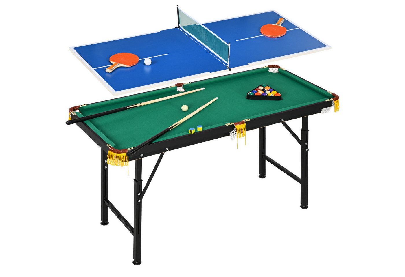 SPORTNOW Spieltisch Höhenverstellbarer Multispieltisch, klappbar Multigame Spieletisch, (Billardtisch, 1-tlg), für Trainingszimmer, Wohnzimmer, Blau+Grün von SPORTNOW