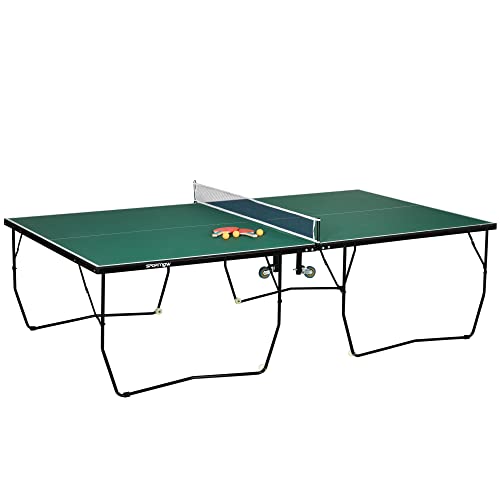 SPORTNOW Tischtennisplatte, Klappbar Tischtennistsich inklusive Tischtennisnetz, Rollen, 2 Tischtennisschlägern und 3 Bällen, Stahl, Grün, Tischtennistisch für Outdoor Indoor 274 x 152,5 x 76 cm Grün SPORTNOW Tischtennisplatte, Klappbar Tischtennistsich inklusive Tischtennisnetz, Rollen, 2 Tischtennisschlägern und 3 Bällen, Stahl, Grün, Tischtennistisch für Outdoor Indoor 274 x 152,5 x 76 cm Grün von SPORTNOW