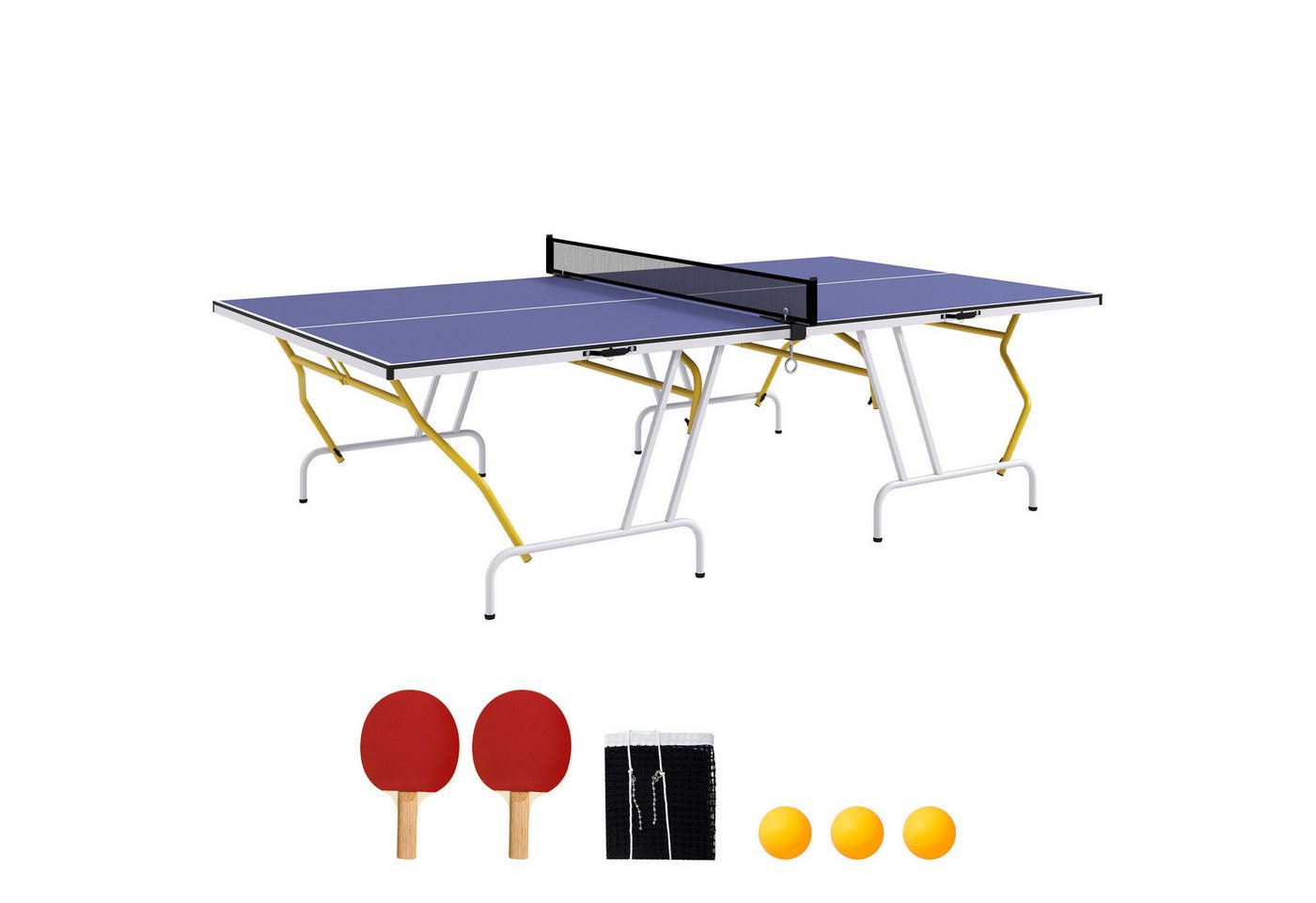 SPORTNOW Tischtennisplatte Klappbar, mit Tischtennisnetz, 2 Tischtennisschlägern, 3 Bällen von SPORTNOW