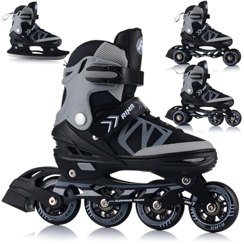 Inliner Skates 4in1 Rollschuhe Inlineskates Schlittschuhe Verstellbar Kinder Erwachsene | ABEC7 Lager | Größen 29-43 (M (34-38)) von SPORTRIKE