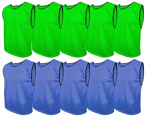 SPORTSBIBS Fußball Leibchen Set 10 Stück: 2 Farben - 5 von jeder Farbe, für Kinder und Erwachsene, Markierungshemd-Trainingsleibchen ohne Logo, Team-Spiel Bibs für Herren Damen Senioren Junioren SPORTSBIBS Fußball Leibchen Set 10 Stück: 2 Farben - 5 von jeder Farbe, für Kinder und Erwachsene, Markierungshemd-Trainingsleibchen ohne Logo, Team-Spiel Bibs für Herren Damen Senioren Junioren von SPORTSBIBS