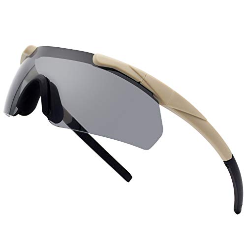 SPOSUNE Outdoor Tactical Brille mit 3 Austauschbaren Gläsern, Schlagfestigkeit Schießbrillen, Unisex-Schutzbrille Anti-Fog UV400 Augenschutz Sonnenbrille für die Jagd Radfahren Fahren von SPOSUNE