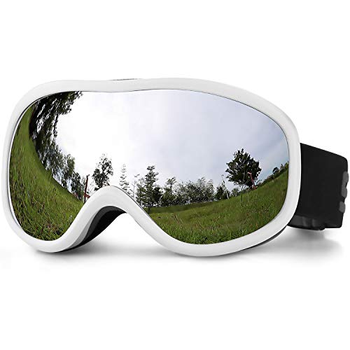 SPOSUNE Skibrille 100 % UV400-Schutz, Skibrille mit Antibeschlag, kugelförmige Doppelscheibe, winddicht, stoßfest, Helmkompatibel, White frame + Silver mirror Lens VLT 7-10% SPOSUNE Skibrille 100 % UV400-Schutz, Skibrille mit Antibeschlag, kugelförmige Doppelscheibe, winddicht, stoßfest, Helmkompatibel, White frame + Silver mirror Lens VLT 7-10% von SPOSUNE