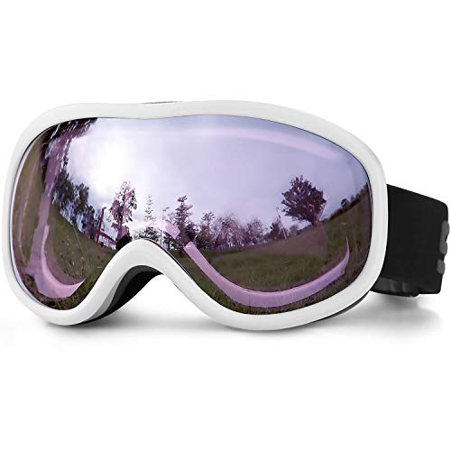 SPOSUNE Skibrille Damen Herren Snowboardbrille OTG Kids Skibrille Brille Wear Anti-Fog 100% UV400 Schutz für Skifahren Rollschuhlaufen Windschutz Schlagfest Helm kompatibel von SPOSUNE