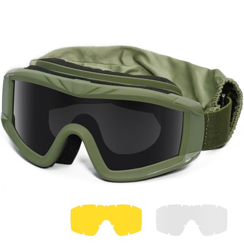 Taktische Airsoft-Schutzbrille für Outdoor-Sport, Militär, mit 3 austauschbaren Gläsern, schlagfest, Jagdbrille, UV400-Schutz, Schießbrille für Männer und Frauen, Motorrad, Reiten, Wargame, Paintball Taktische Airsoft-Schutzbrille für Outdoor-Sport, Militär, mit 3 austauschbaren Gläsern, schlagfest, Jagdbrille, UV400-Schutz, Schießbrille für Männer und Frauen, Motorrad, Reiten, Wargame, Paintball von SPOSUNE