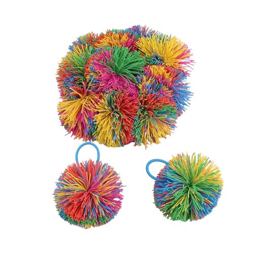 SPRHR 12 Stück Wuschelball aus Gummi, Regenbogen Sticky Balls, Anti Stress Bälle für Kinder, Zottelball Kinder, Fidget Ball zum Stressabbau von SPRHR