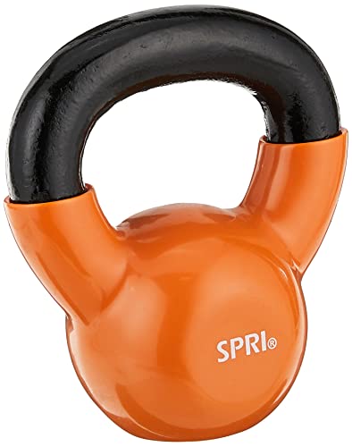 SPRI Kettlebell Gewichte Deluxe Gusseisen Vinyl beschichtet Komfortgriff breiter Griff Farbkodierung Kettlebell Hantelset (erhältlich in 5, 8, 10, 12, 15, 18, 20, 25, 30, 35, 40, 45, 50 Pfund, Orange, 8-Pound von SPRI