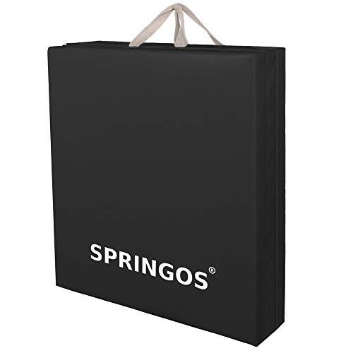 SPRINGOS Klappbare Gymnastikmatte 60 x 180 x 3,5 cm Turnmatte mit Tragegriffen Fitnessmatte Dreifach Faltmatte kompakt wasserfest von SPRINGOS