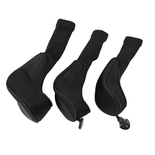 Golfschläger-Kopfbedeckungen, 1 3/5 UT, Atmungsaktives Mesh-Langhals-tragbares Golfschläger-Kopfbedeckungs-Set (Black) von SPYMINNPOO