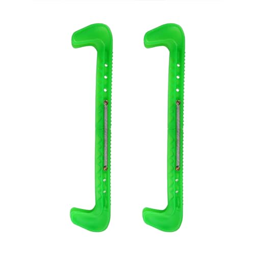 SPYMINNPOO 2 Stück Schlittschuh-Schutz, 7 Farben, Kunststoff-Eishockey-Schlittschuh-Kufenschutz mit Verstellbarer Feder für Eislaufen, Eiskunstlauf, Hockey (Green) von SPYMINNPOO